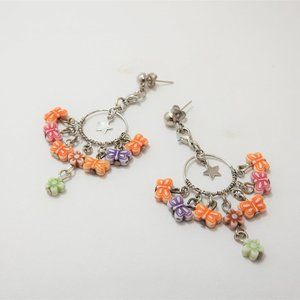 FLOWER SILVER CIRCLE EARRINGS NECKLACES GIRL WOMEN